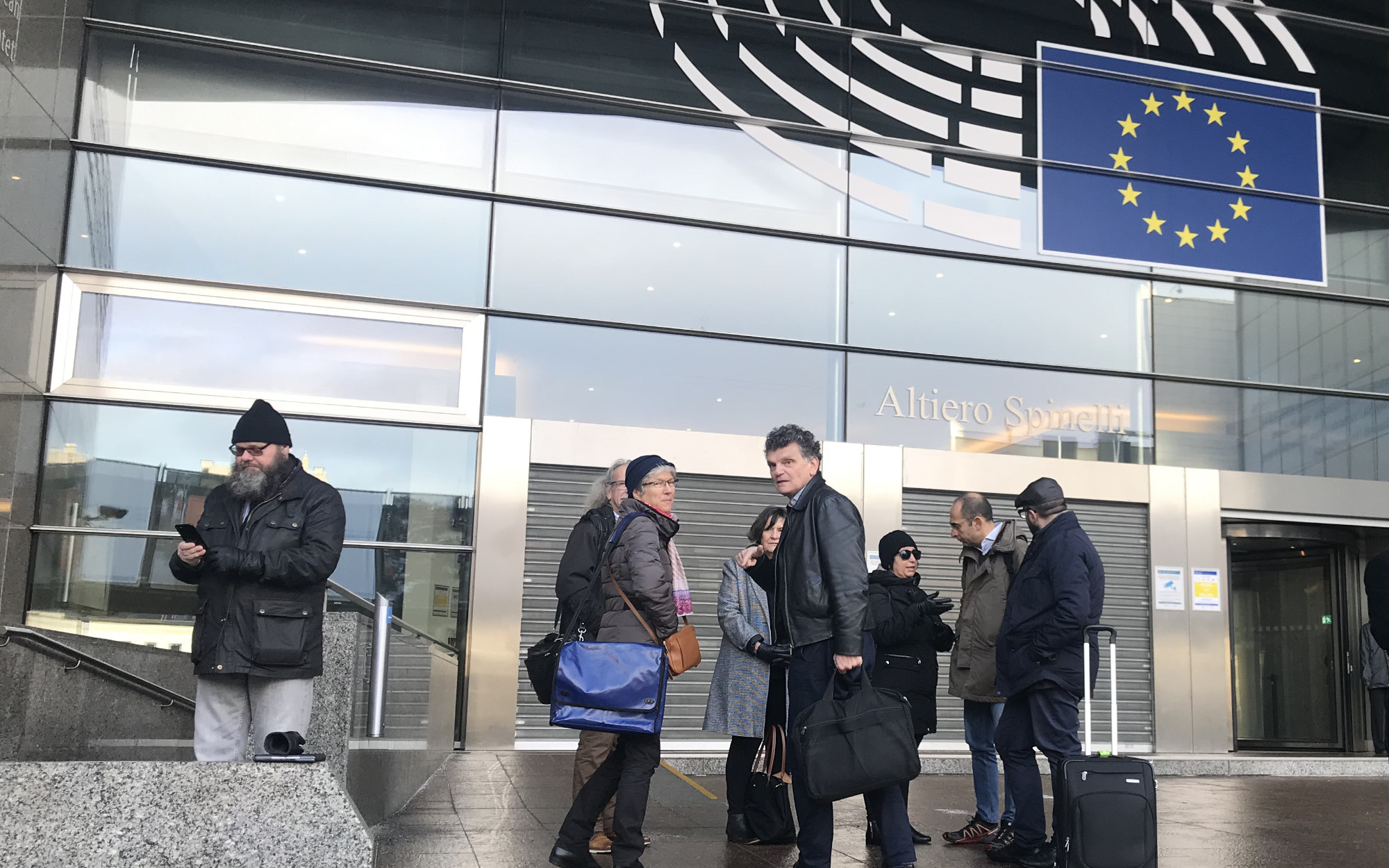 The EDA board outside the EU parliament