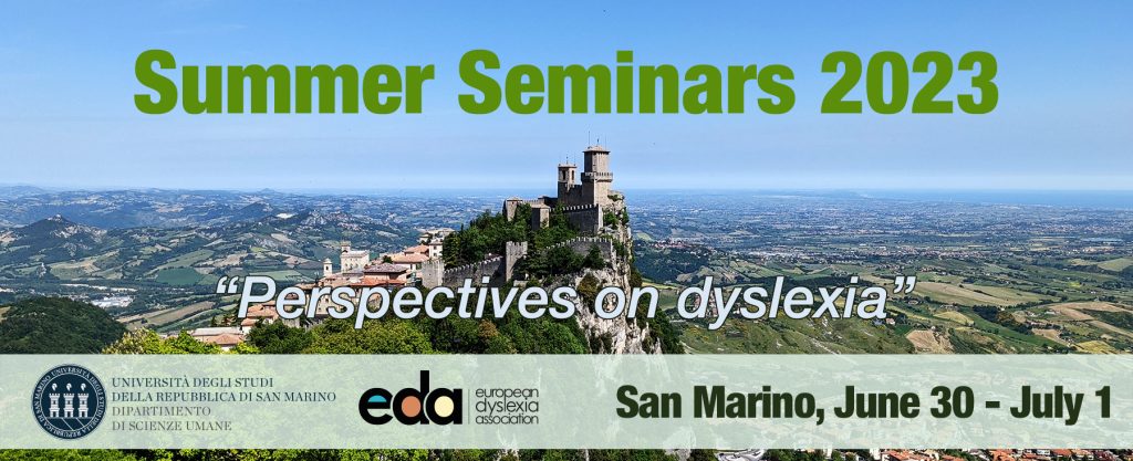 Summer seminars 2023. Perspectives on dyslexia